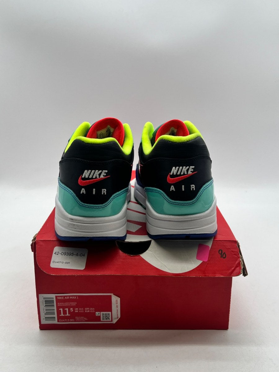 Nike Air Max 1 Black Hyper Grape 11.5 (Lightly Worn Pre-Owned)NikeBlack/Hyper Grape/Hyper Royal/Laser Crimson - Image 3