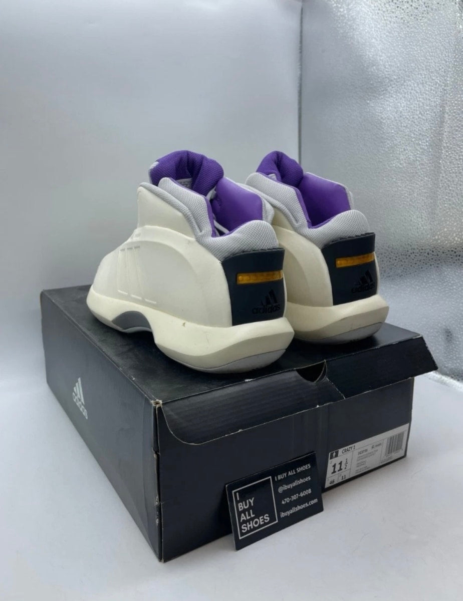 adidas Crazy 1 Cream White Active Purple 11.5 (Lightly Worn Pre-Owned)adidasCream White/Light Solid Grey/Active Purple - Image 4