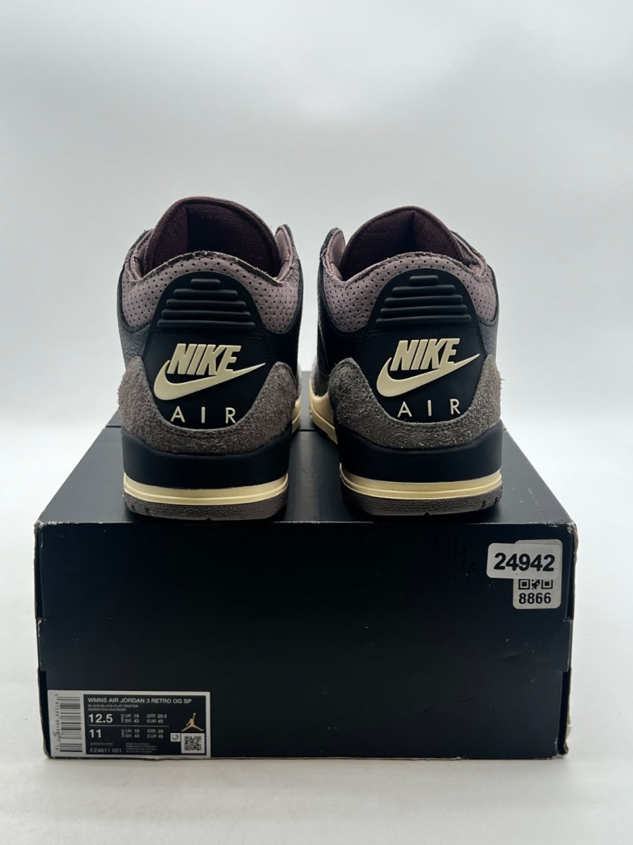 Jordan 3 Retro OG SP A Ma Maniére While You Were Sleeping (Women's) 12.5W (Lightly Worn Pre-Owned)JordanBlack/Black/Flat Pewter/Violet Ore - Image 3