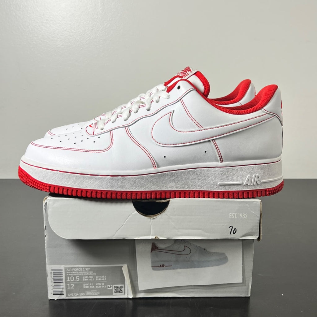 Nike Air Force 1 Low '07 White University Red 10.5 (Lightly Worn Pre-Owned)NikeWhite/University Red/White - Image 3