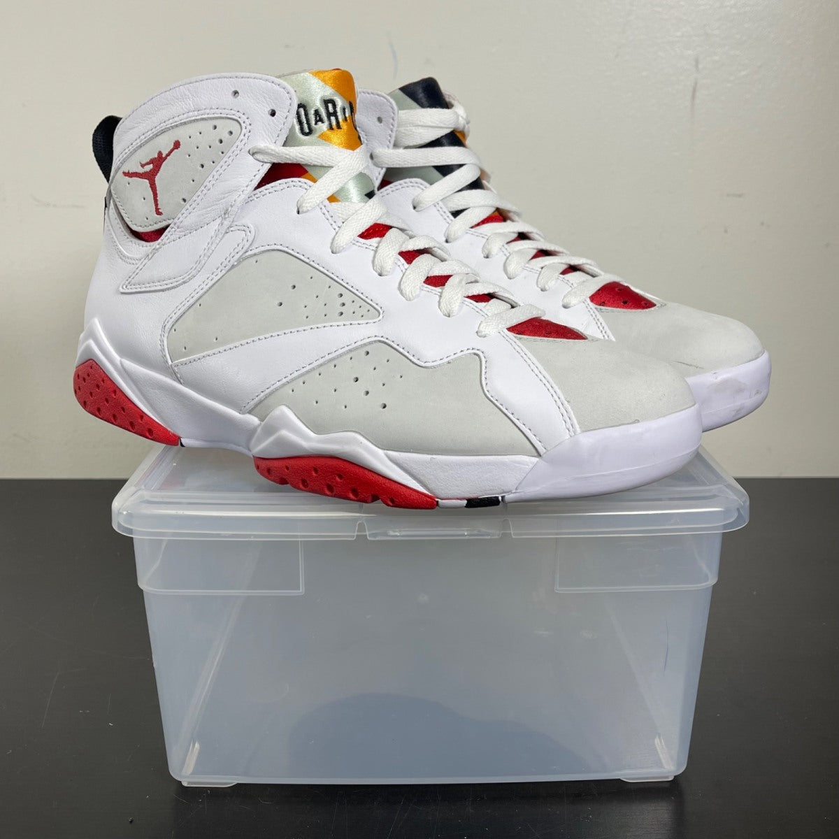 Jordan 7 Retro Hare (2015) 10 (Moderately Worn Pre-Owned)JordanWhite/True Red-Light Silver-Tourmaline - Image 1
