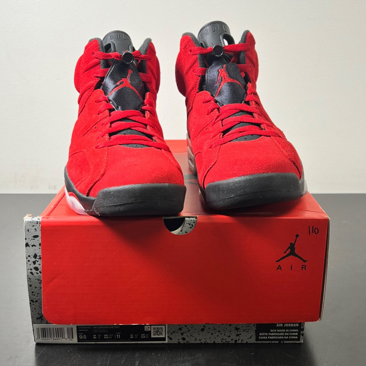 Jordan 6 Retro Toro Bravo 9.5 (Lightly Worn Pre-Owned)JordanVarsity Red/Black - Image 2