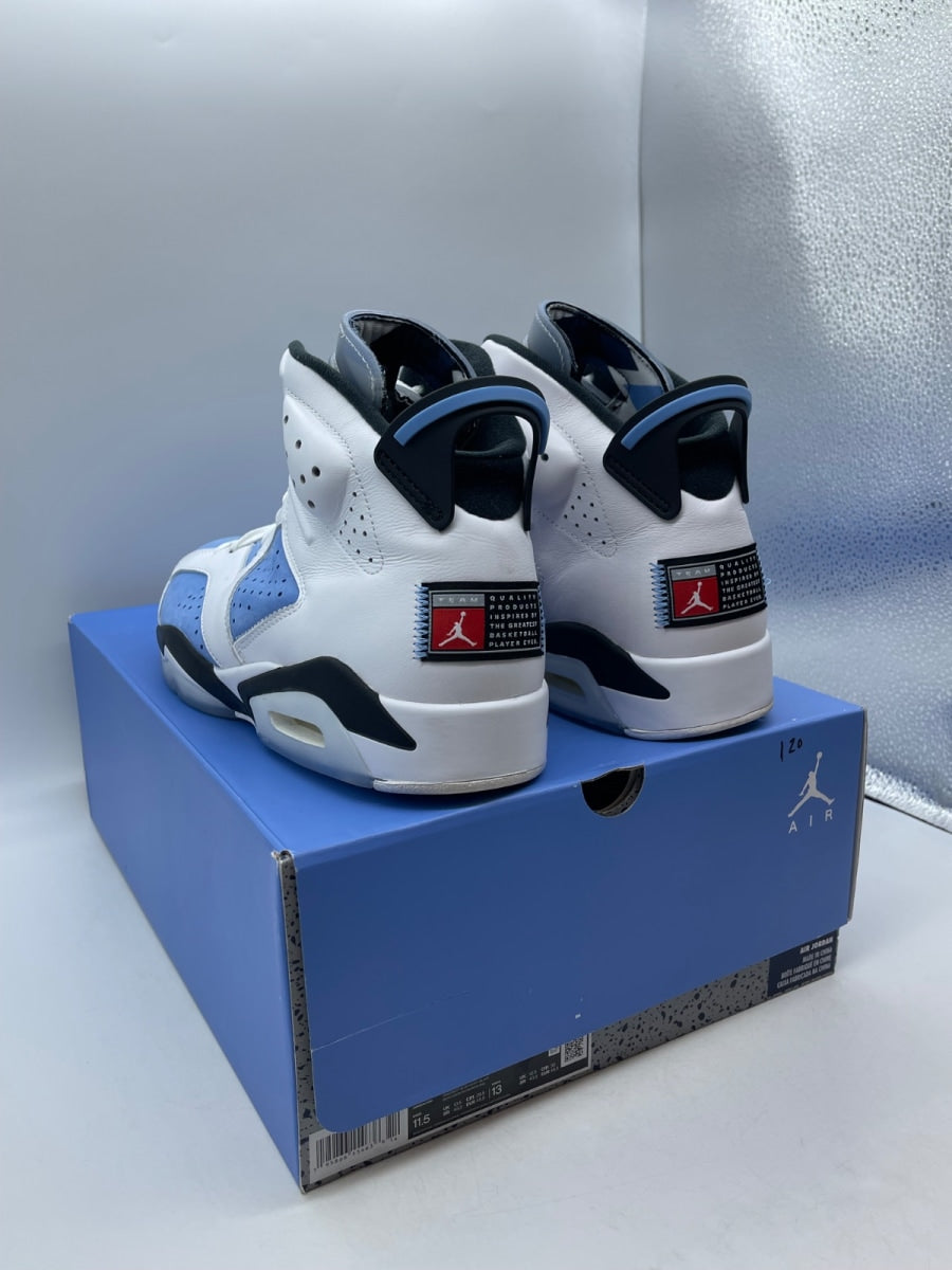 Jordan 6 Retro UNC White 11.5 (Moderately Worn Pre-Owned)JordanUniversity Blue/White/College Navy/Black - Image 4
