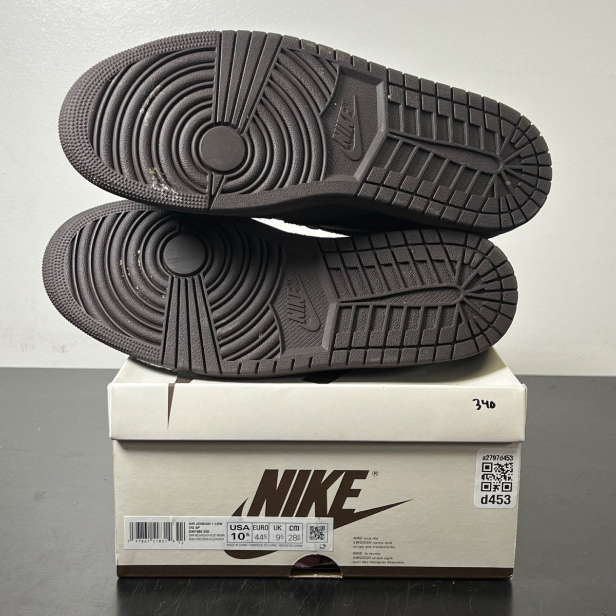 Jordan 1 Retro Low OG SP Travis Scott Velvet Brown 10.5 (Lightly Worn Pre-Owned)JordanDark Mocha/Black/Velvet Brown - Image 5