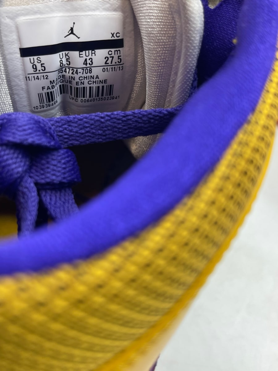 Jordan 1 Mid Lakers 9.5 (Moderately Worn Pre-Owned)JordanUniversity Gold/Tour Yellow-White-Grape Ice - Image 8