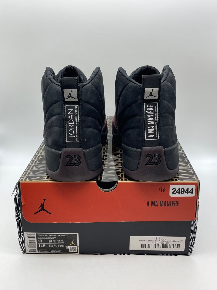 Jordan 12 Retro SP A Ma Maniére Black (Women's) 13W (Moderately Worn Pre-Owned)JordanBlack/Black-Burgundy Crush - Image 3