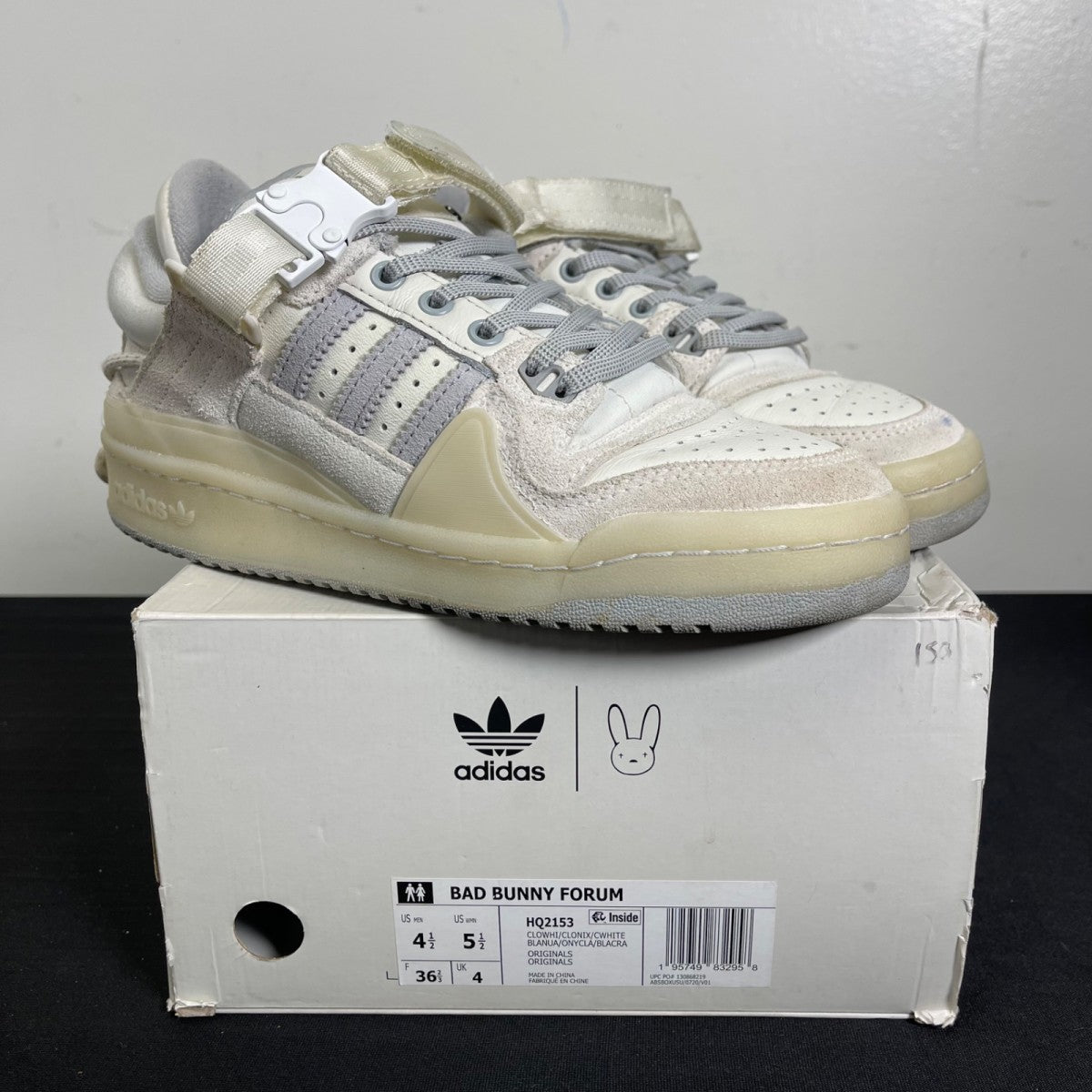 adidas Forum Buckle Low Bad Bunny Last Forum 5.5 (Moderately Worn Pre-Owned)adidasCloud White/Clear Onix/Chalk White - Image 1