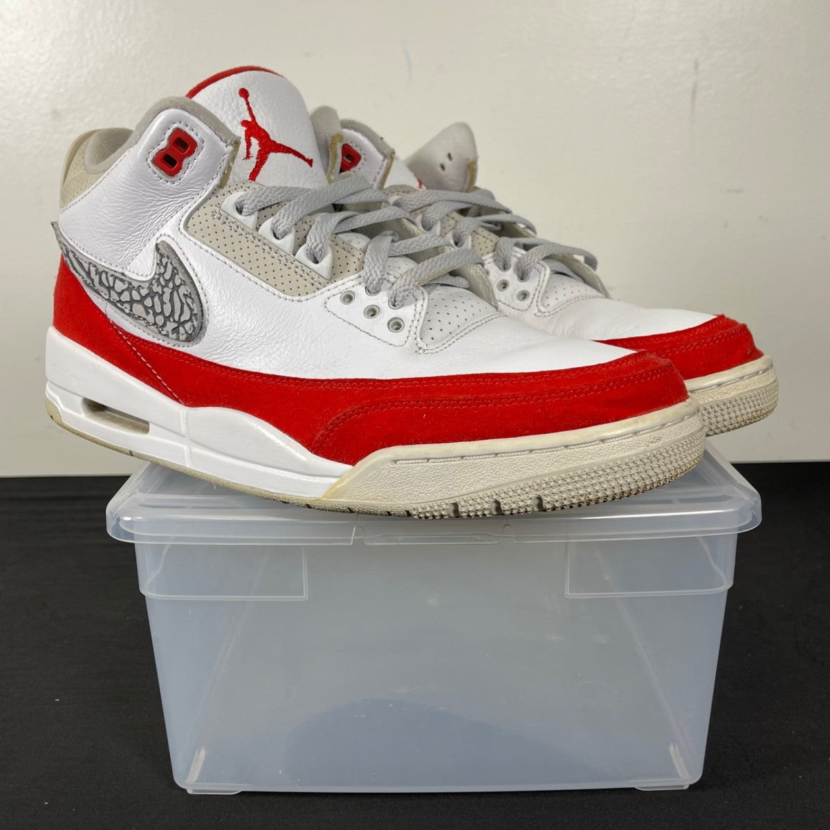 Jordan 3 Retro Tinker White University Red (Size 11) Moderately Worn - Image 1