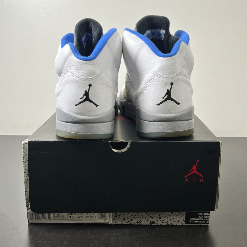 Jordan 5 Retro White Stealth (2021) 13 (Heavily Worn Pre-Owned)JordanWhite/Stealth- Black-Hyper-Royal - Image 4