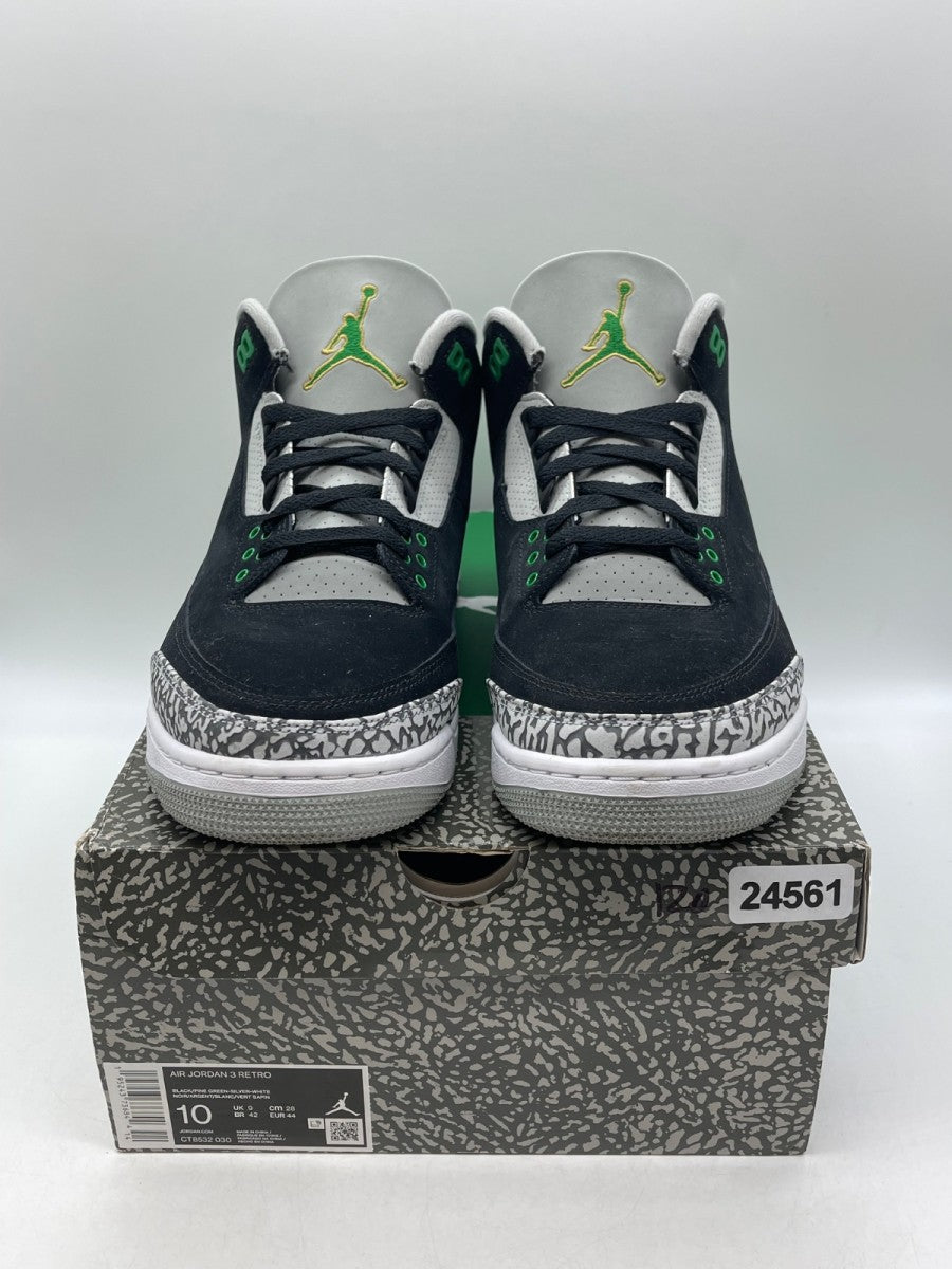Jordan 3 Retro Pine Green 10 (Moderately Worn Pre-Owned)JordanBlack/Silver/White/Pine Green - Image 2