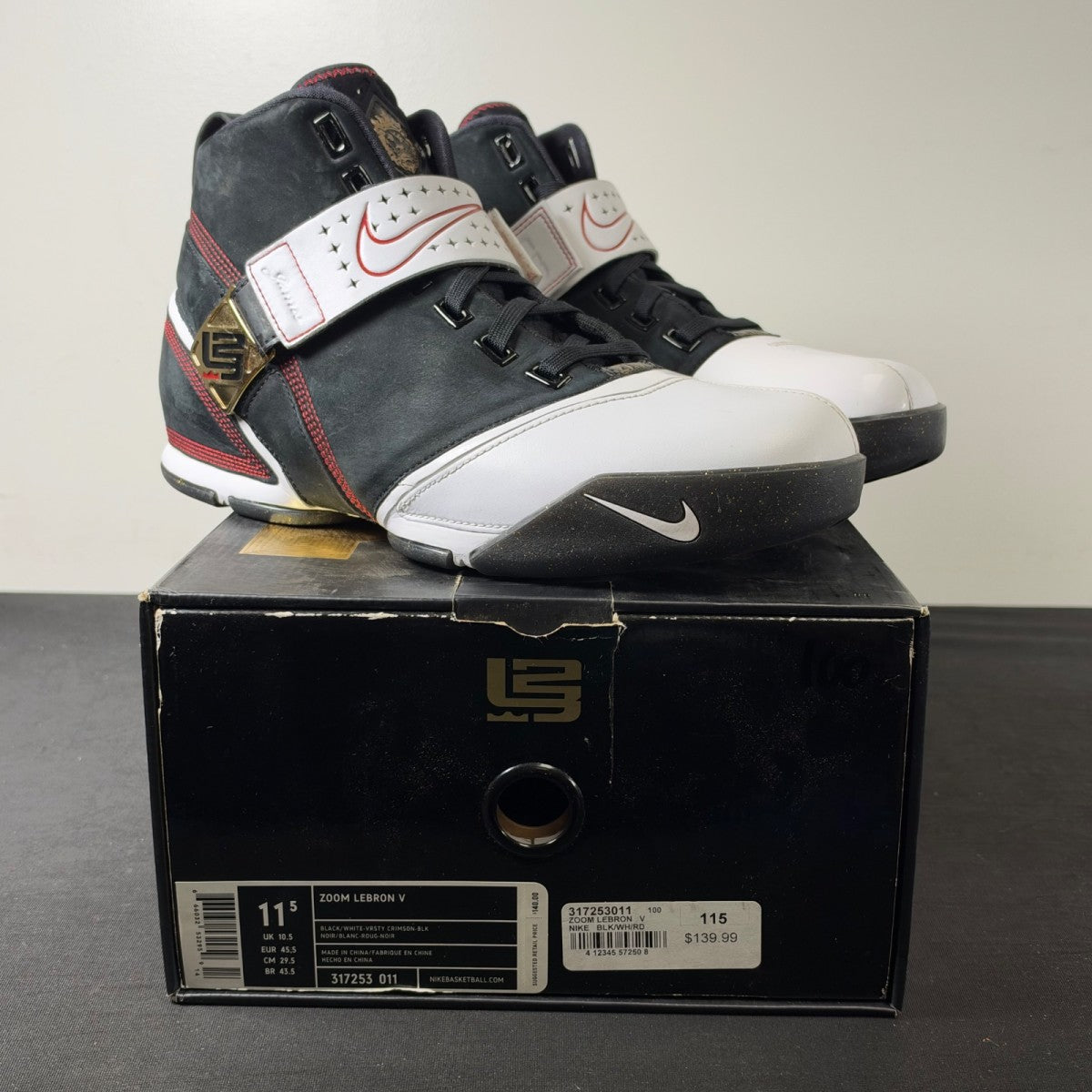 Nike LeBron 5 Black Crimson Black (Size 11.5) - Image 1