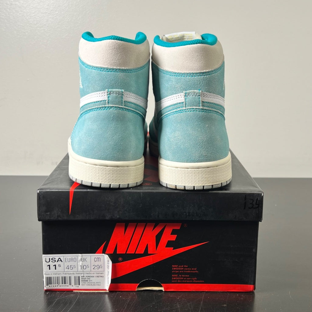 Jordan 1 Retro High Turbo Green 11.5 (Lightly Worn Pre-Owned)JordanTurbo Green/Sail-White-Light Smoke Grey - Image 5
