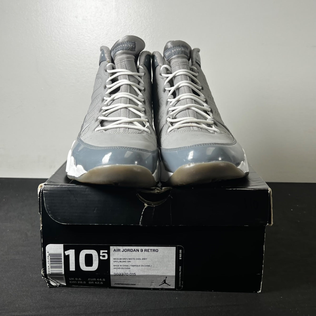 Jordan 9 Retro Cool Grey (2012) 10.5 (Moderately Worn Pre-Owned)JordanMedium Grey/White-Cool Grey - Image 2