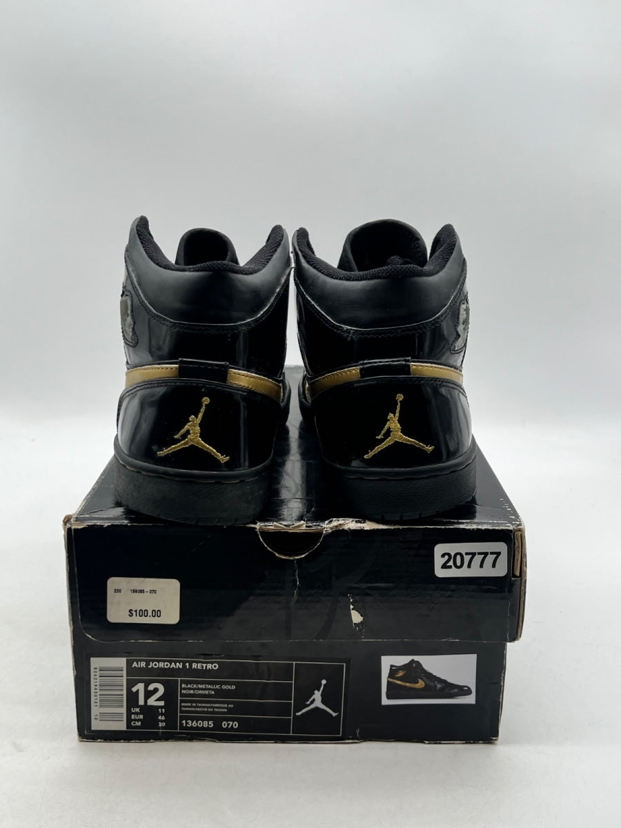 Jordan 1 Retro Black Metallic Gold (2003) 12 (Heavily Worn Pre-Owned) - Image 5