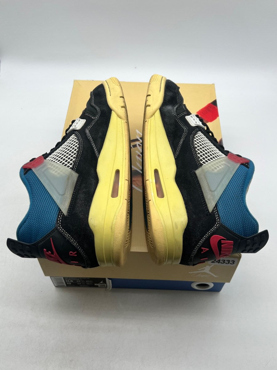 Jordan 4 Retro Union Off Noir 11.5 (Moderately Worn Pre-Owned)JordanOff-Noir/Brigade Blue-Dark Smoke Grey-Light Fusion Red - Image 7