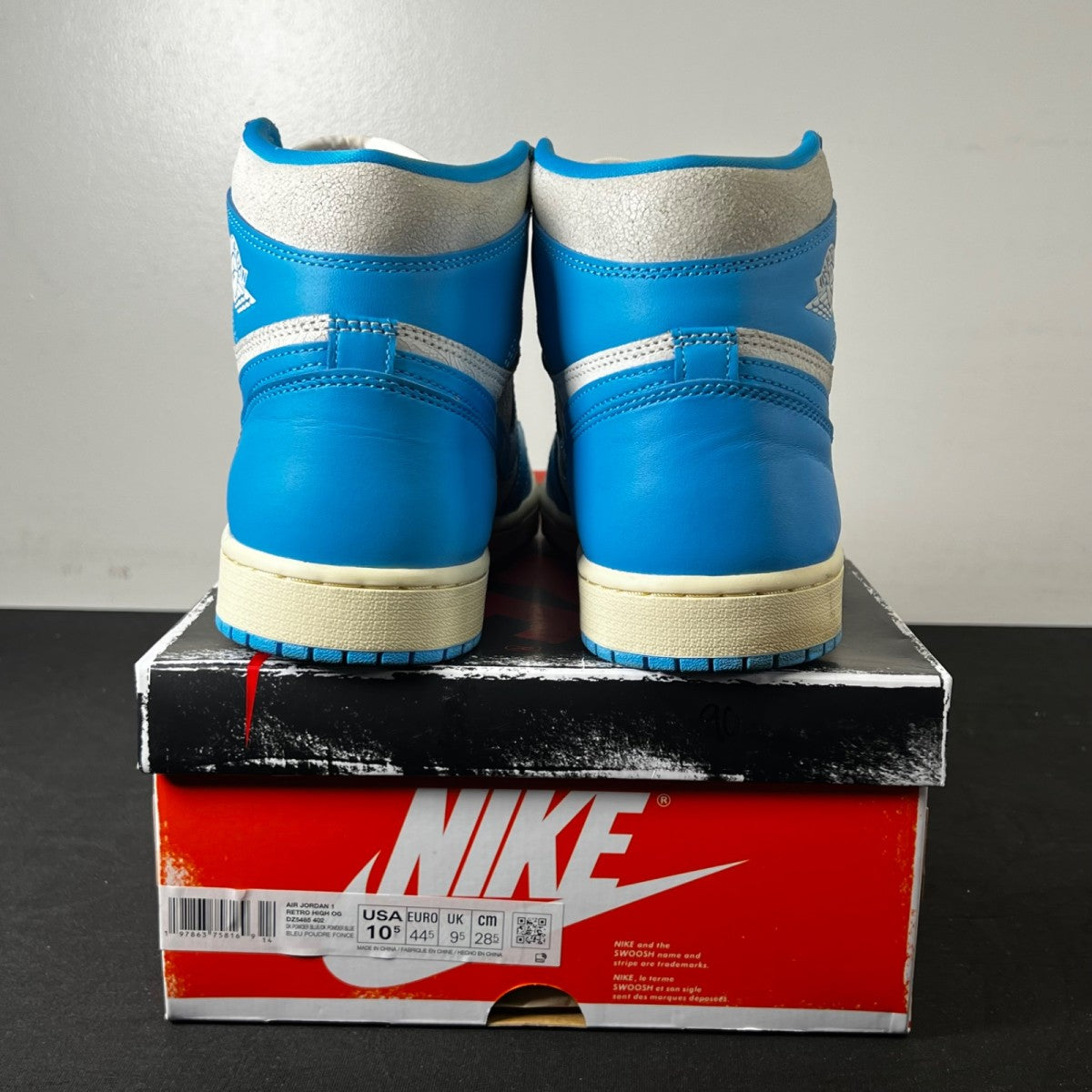 Jordan 1 Retro High OG UNC Reimagined 10.5 (Lightly Worn Pre-Owned)JordanDark Powder Blue/Dark Powder Blue-Sail - Image 5