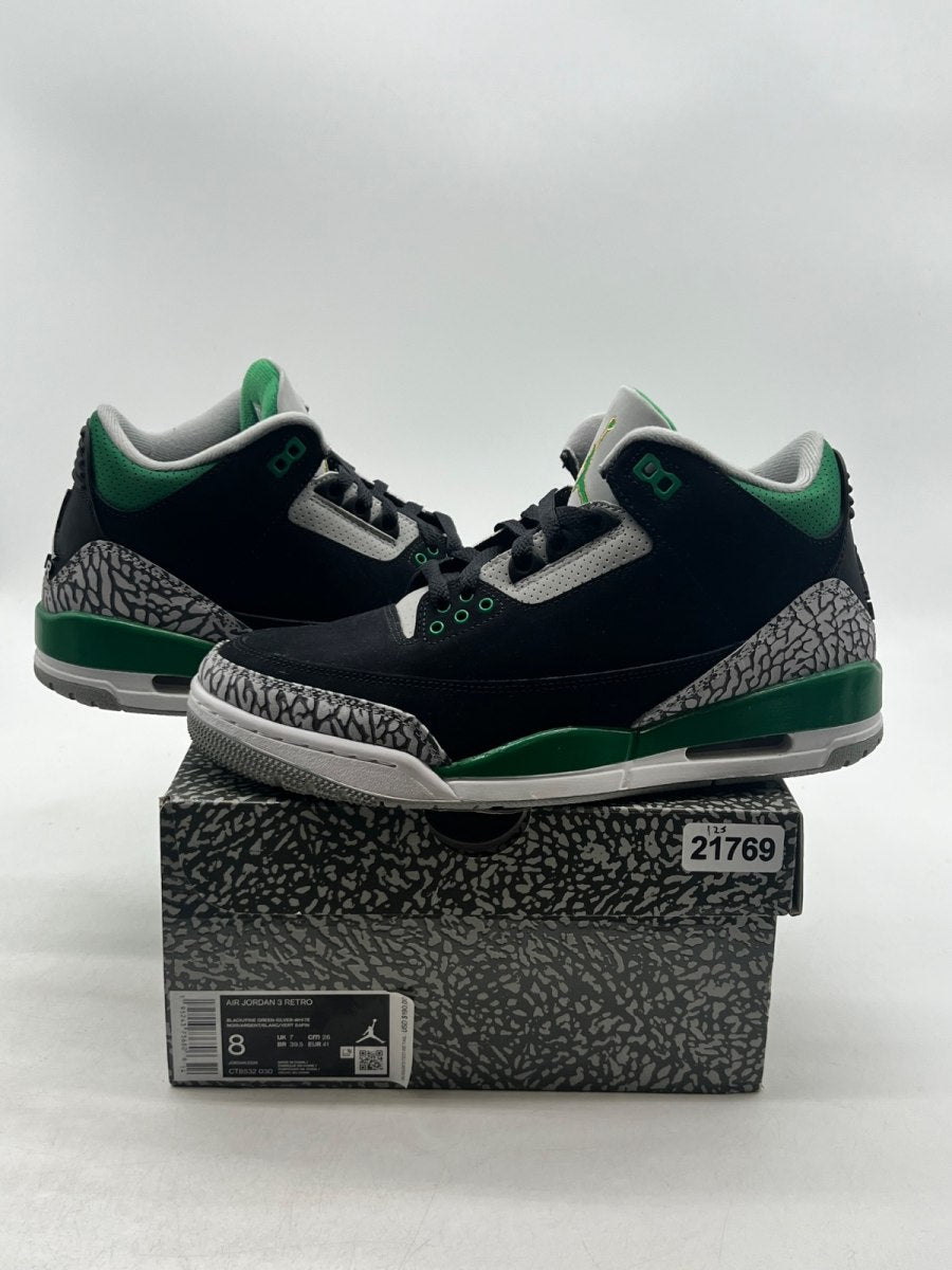 Jordan 3 Retro Pine Green 8 (Lightly Worn Pre-Owned) - Image 1