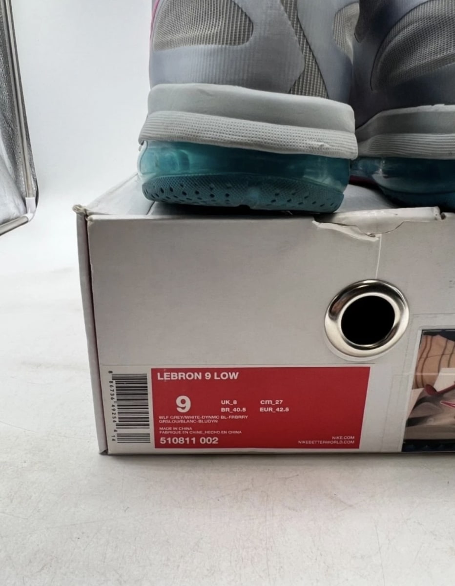Nike LeBron 9 Low Fireberry 9 (Moderately Worn Pre-Owned)NikeWolf Grey/White-Dynamic Blue-Fireberry - Image 6