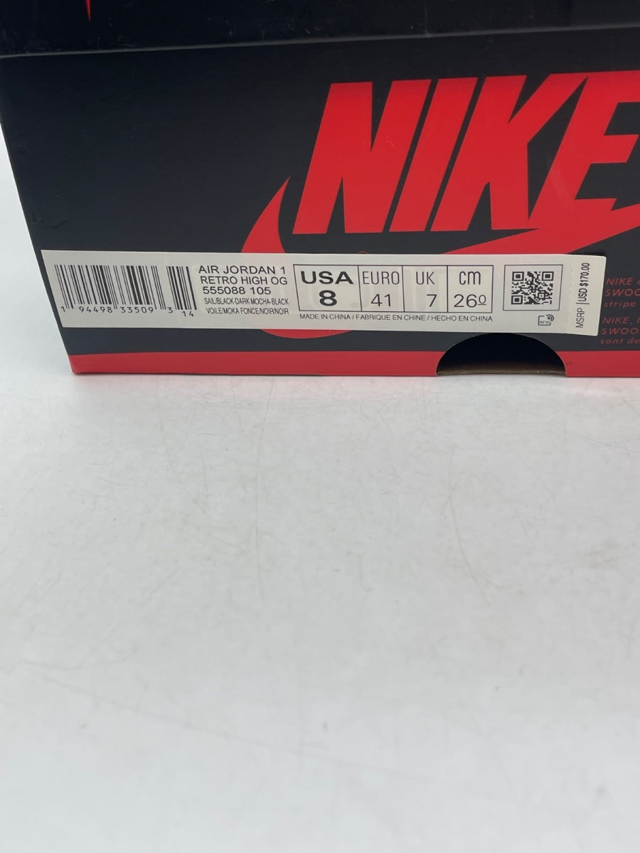 Jordan 1 Retro High Dark Mocha 8 (Moderately Worn Pre-Owned)JordanSail/Dark Mocha-Black-Black - Image 9