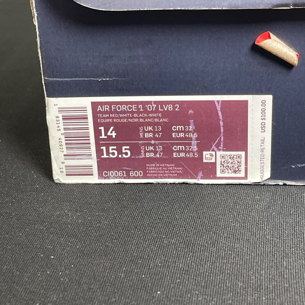 Nike Air Force 1 Low 07 LV8 Red Black (Size 14) - aux
