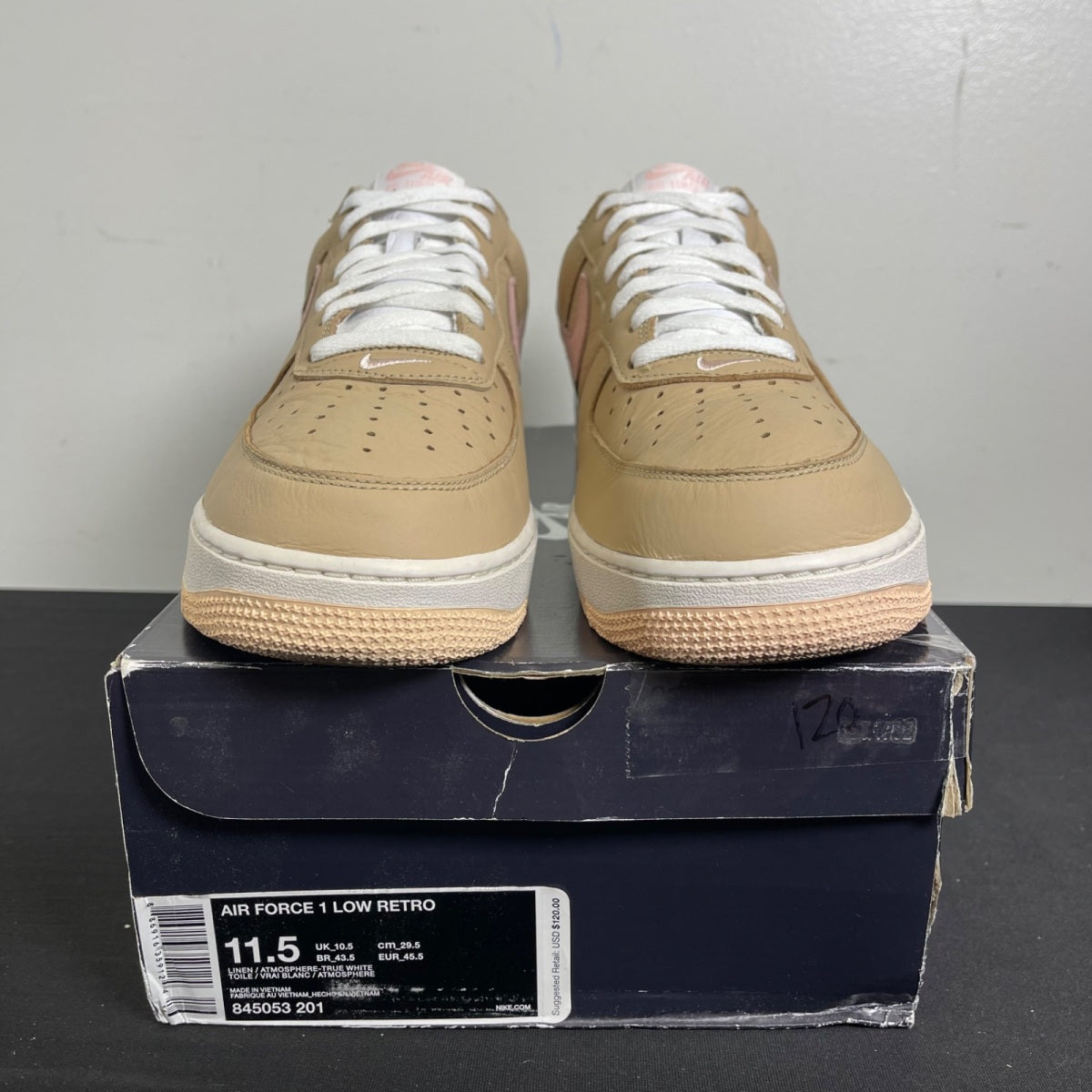 Nike Air Force 1 Low Linen (2016/2024) 11.5 (Moderately Worn Pre-Owned)NikeLinen/Atmosphere-True-White - Image 2