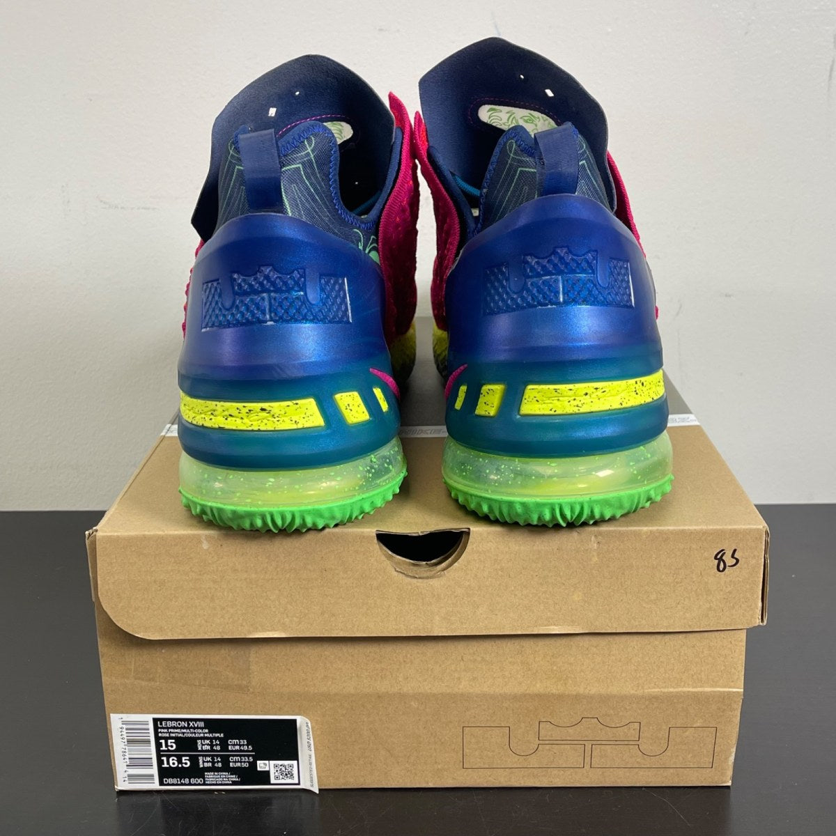 Nike LeBron 18 Los Angeles By Night 15 (Moderately Worn Pre-Owned)NikePink Prime/Multi-Color-Blue Void - Image 4