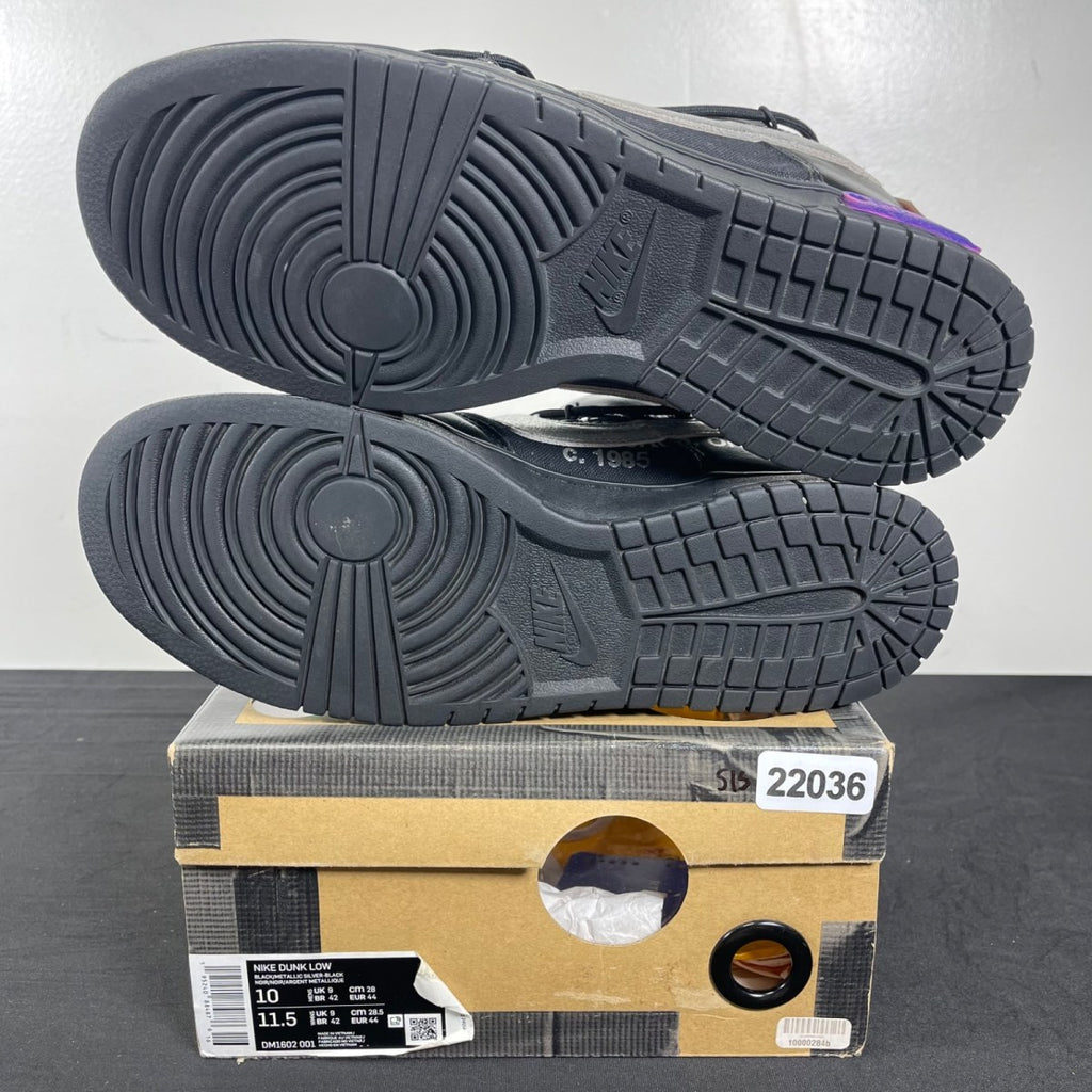 Nike Dunk Low Off-White Lot 50 10 (Moderately Worn Pre-Owned)NikeBlack/Metallic Silver-Black - Image 5