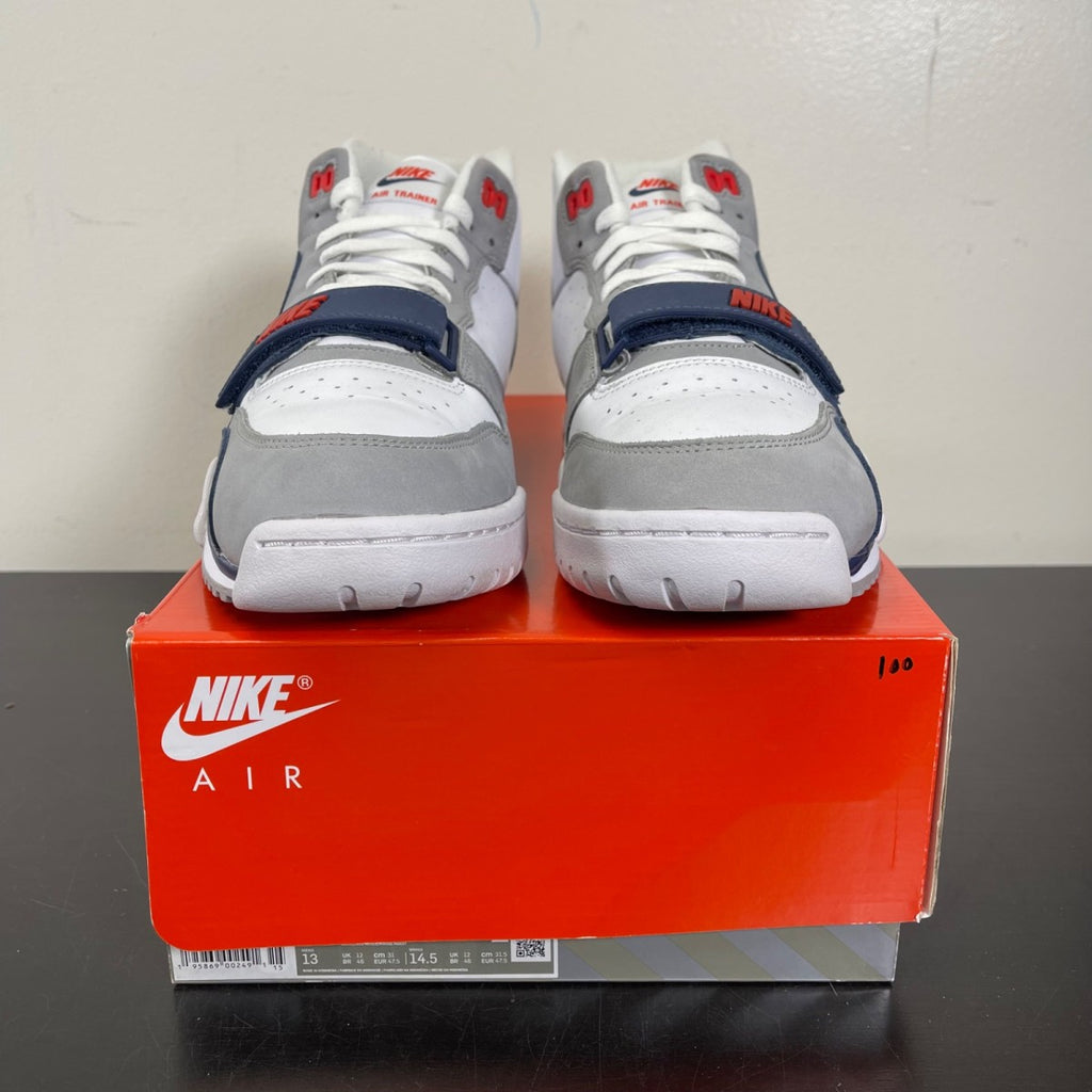 Nike Air Trainer 1 White Midnight Navy Medium Grey 13 (Moderately Worn Pre-Owned)NikeWhite/Midnight Navy/Medium Grey/Red - Image 2