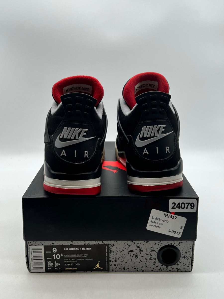 Jordan 4 Retro Bred (2019) 9 (Moderately Worn Pre-Owned)JordanBlack/Fire Red-Cement Grey-Summit White - Image 6