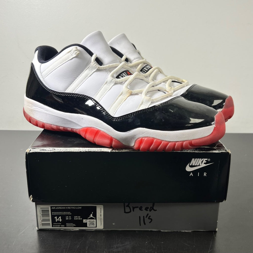 Jordan 11 Retro Low Concord Bred 14 (Moderately Worn Pre-Owned)JordanWhite/Gym Red-Black-True Red - Image 1