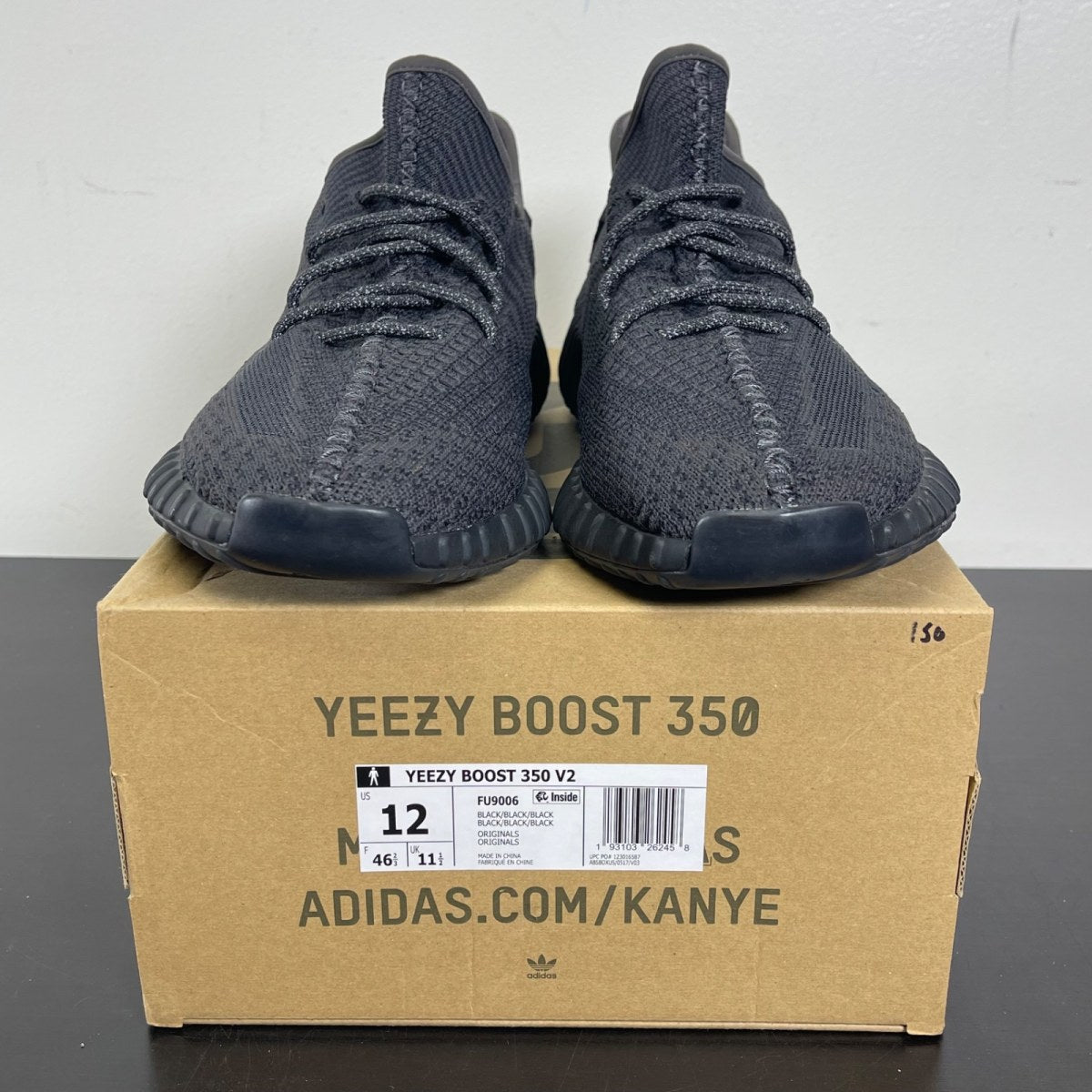 adidas Yeezy Boost 350 V2 Black (Non-Reflective) 12 (Moderately Worn Pre-Owned)adidasBlack/Black/Black - Image 2