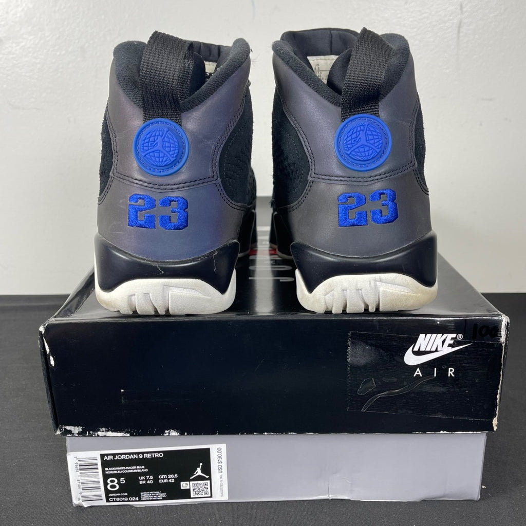 Jordan 9 Retro Racer Blue 8.5 (Moderately Worn Pre-Owned)JordanBlack/White-Racer Blue - Image 4