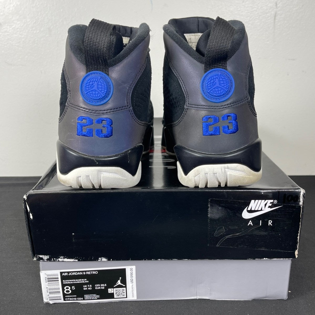 Jordan 9 Retro Racer Blue 8.5 (Moderately Worn Pre-Owned)JordanBlack/White-Racer Blue - Image 4