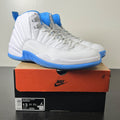 Jordan 12 Retro Melo (2025) 13 (Lightly Worn Pre-Owned)JordanWhite/University Blue/Metallic Silver - Image 1
