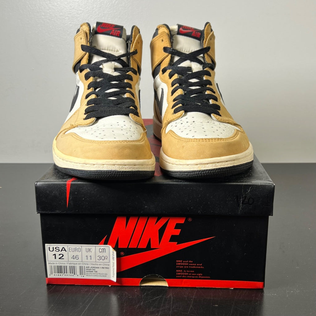 Jordan 1 Retro High Rookie of the Year 12 (Heavily Worn Pre-Owned)JordanGolden Harvest/Black-Sail - Image 2