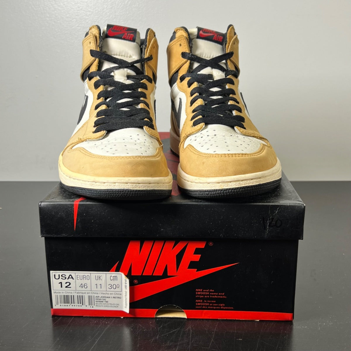 Jordan 1 Retro High Rookie of the Year 12 (Heavily Worn Pre-Owned)JordanGolden Harvest/Black-Sail - Image 2