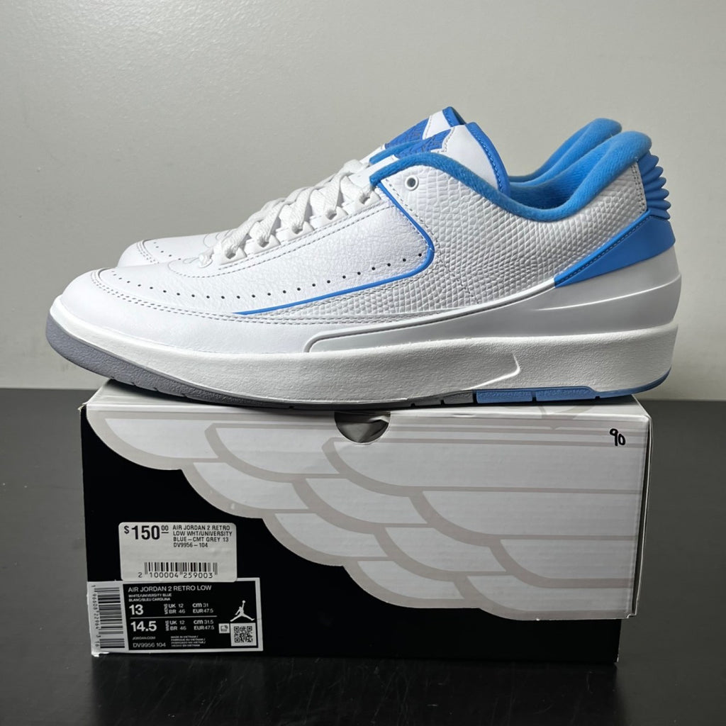 Jordan 2 Retro Low UNC 13 (Lightly Worn Pre-Owned)JordanWhite/University Blue-Cement Grey - Image 3