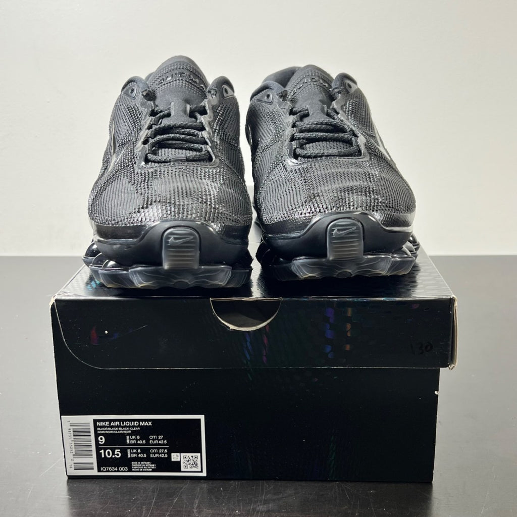 Nike Air Liquid Max Triple Black 9 (Lightly Worn Pre-Owned)NikeBlack/Black/Black/Clear/Metallic Silver - Image 2