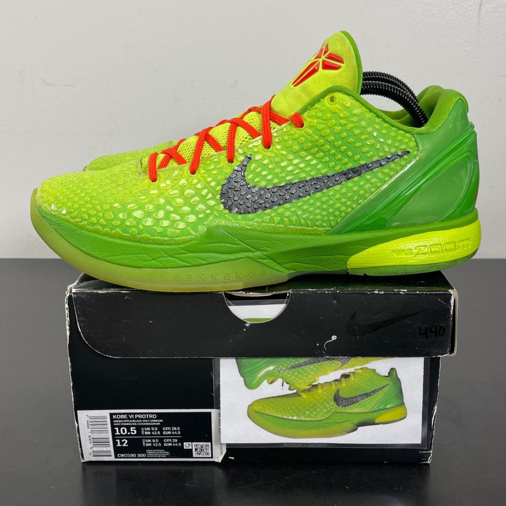 Nike Kobe 6 Protro Grinch (2020) 10.5 (Moderately Worn Pre-Owned)NikeGreen Apple/Volt-Crimson-Black - Image 3