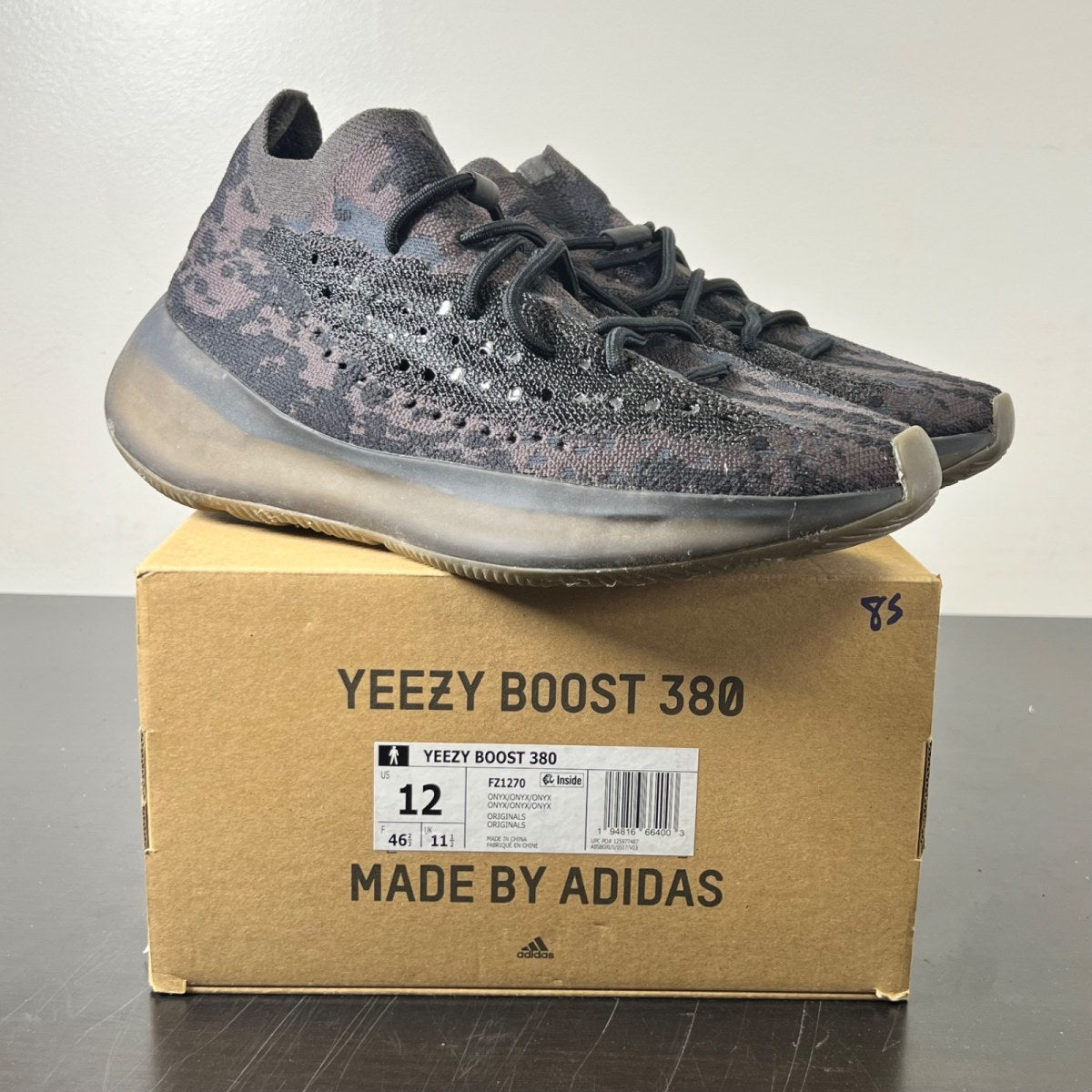 adidas Yeezy Boost 380 Onyx 12 (Lightly Worn Pre-Owned)adidasOnyx/Onyx/Onyx - Image 1
