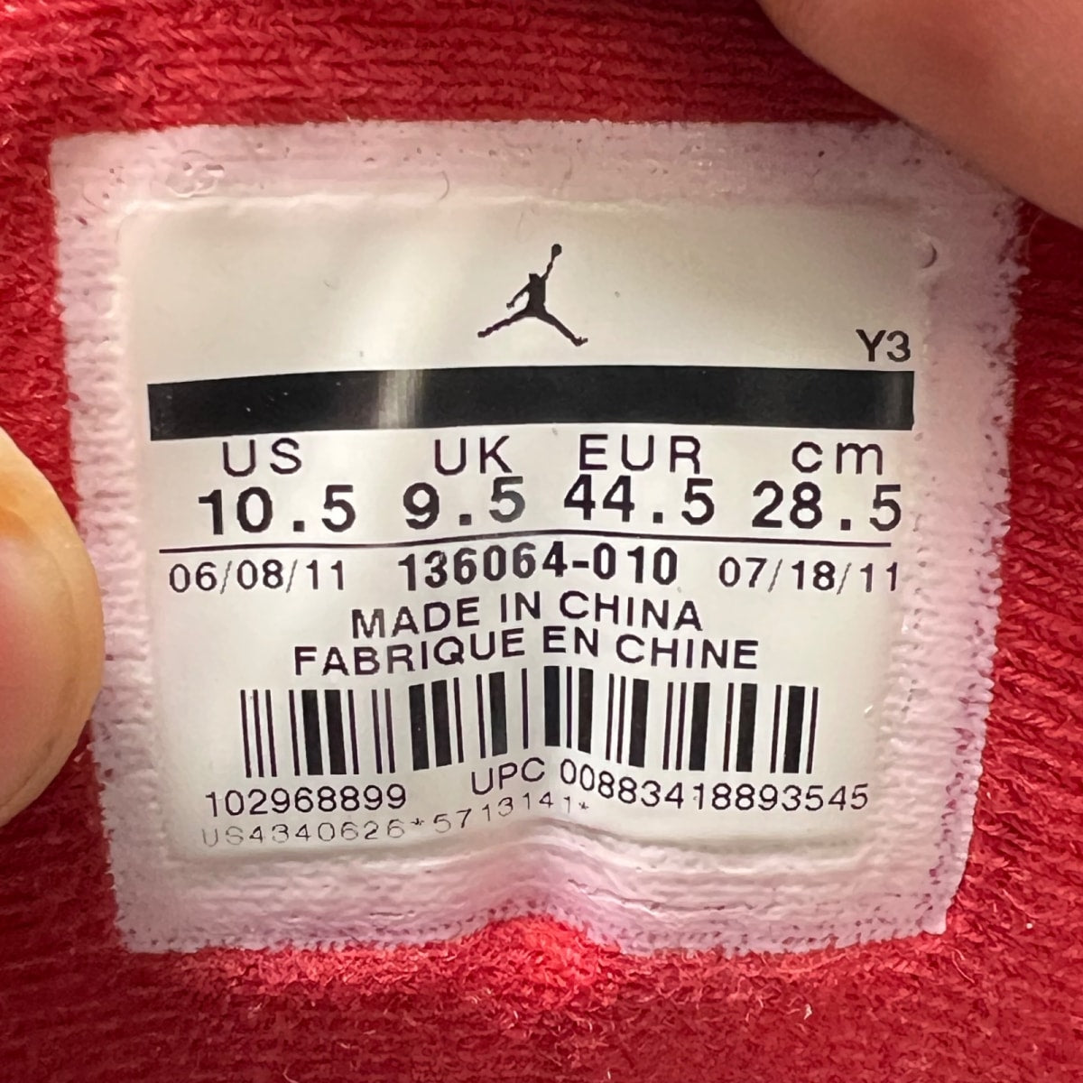 Jordan 3 Retro Black Cement (2011) 10.5 (Heavily Worn Pre-Owned)JordanBlack/Cement Grey-White-Varsity Red - Image 6