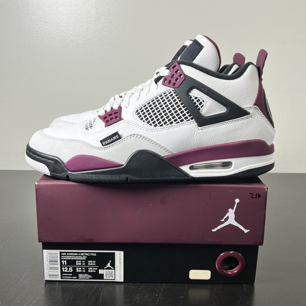 Jordan 4 Retro PSG Paris Saint-Germain 11 (Lightly Worn Pre-Owned)JordanWhite/Black-Metallic Gold-Bordeaux - Image 3