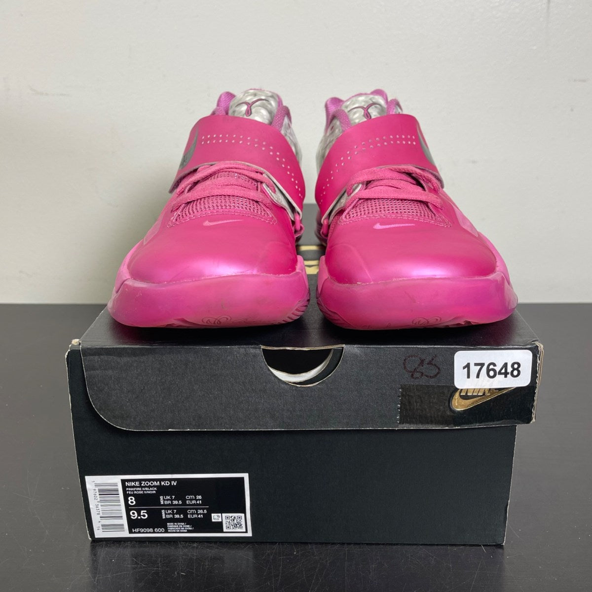 Nike KD 4 Aunt Pearl (2024) 8 (Moderately Worn Pre-Owned)NikePinkfire 2/Black/Metallic Silver - Image 2