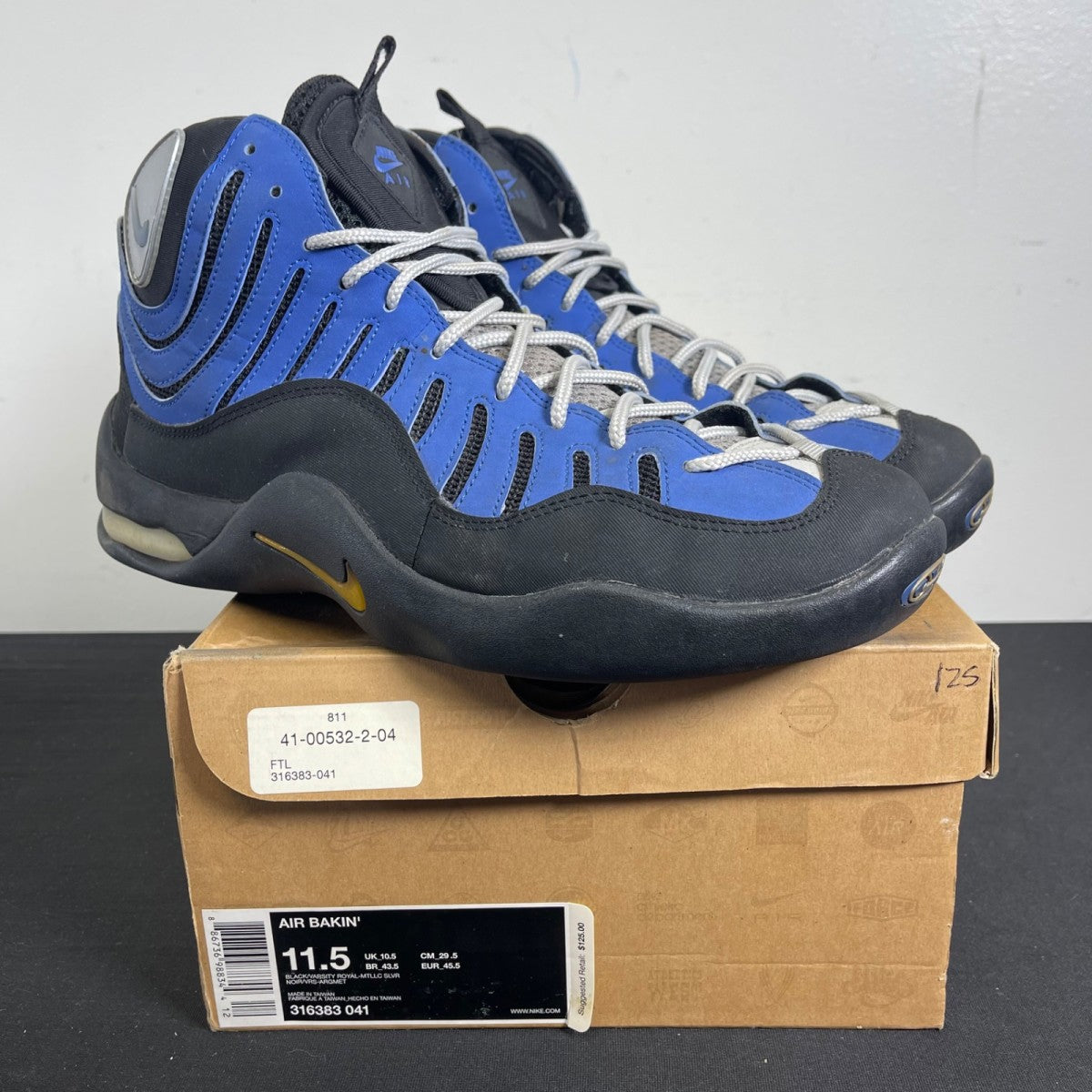 Nike Air Bakin Black Varsity Royal (2008) (Size 11.5) - Image 1