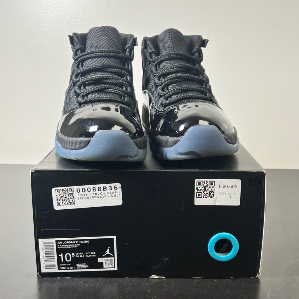 Jordan 11 Retro Gamma Blue (2025) 10.5 (Lightly Worn Pre-Owned)JordanBlack/Gamma Blue/Varsity Maize - Image 2