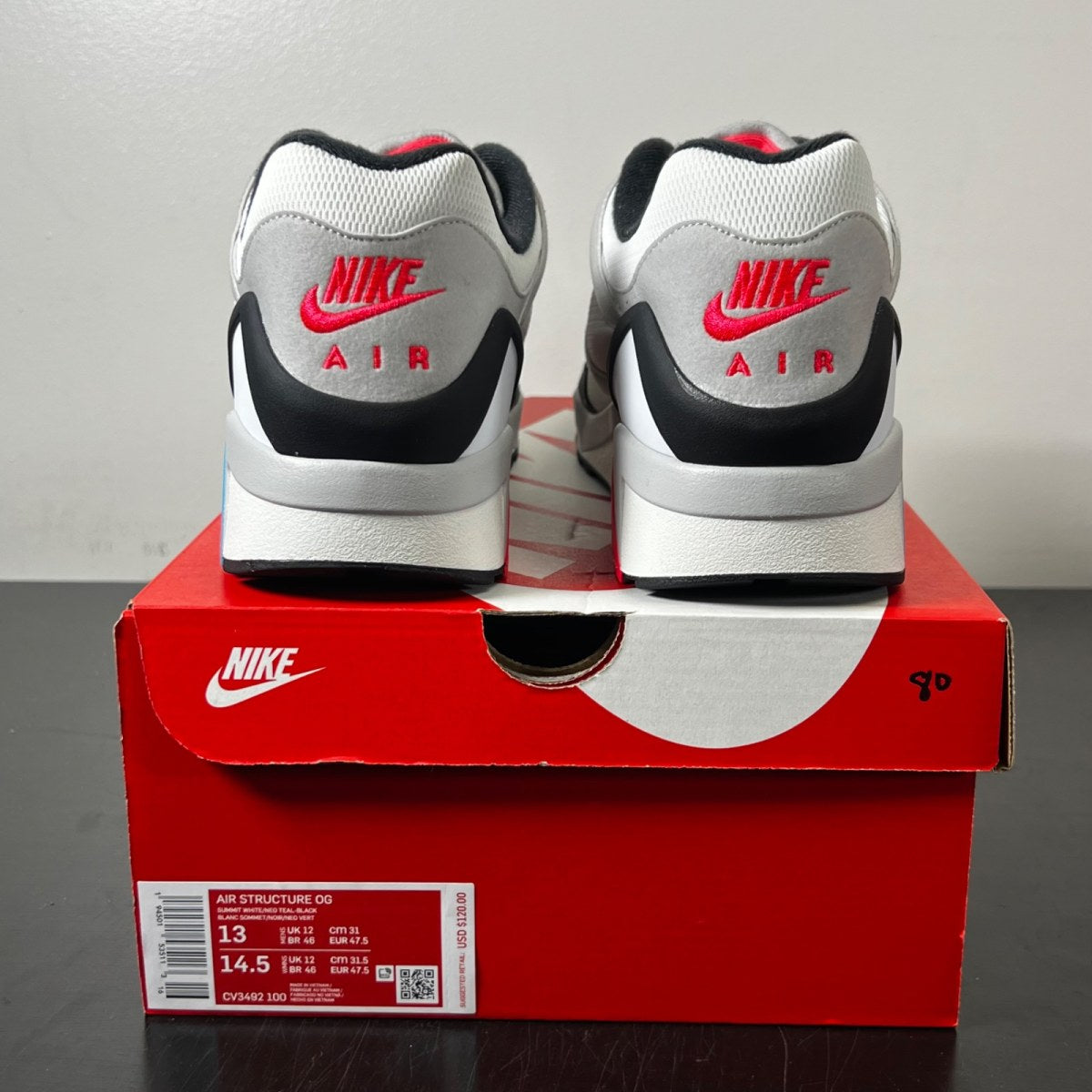 Nike Air Structure OG White Neo Teal 13 (Lightly Worn Pre-Owned)NikeWhite/Neo Teal - Image 5
