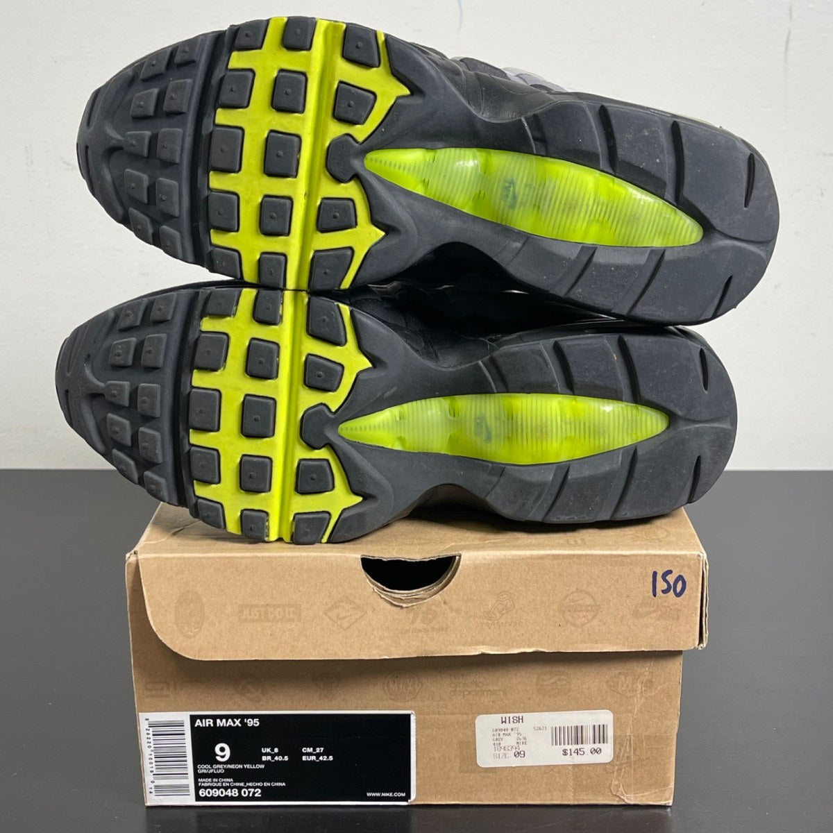 Nike Air Max 95 OG Neon (2008/2010) 9 (Moderately Worn Pre-Owned)NikeCool Grey/Neon Yellow - Image 5