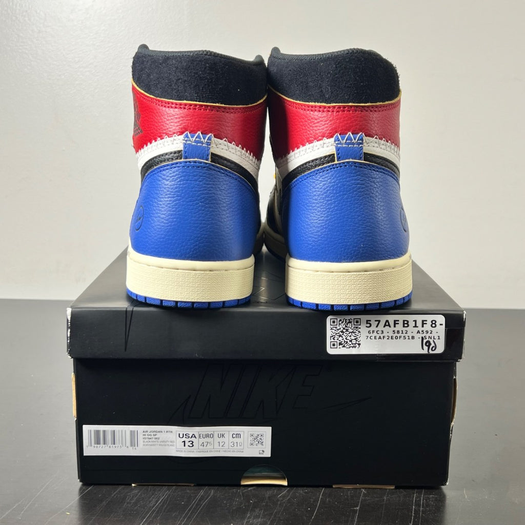Jordan 1 Retro High OG SP Fragment x Union LA Varsity Red Sport Royal 13 (Lightly Worn Pre-Owned)JordanBlack/White/Varsity Red/Sport Royal - Image 5