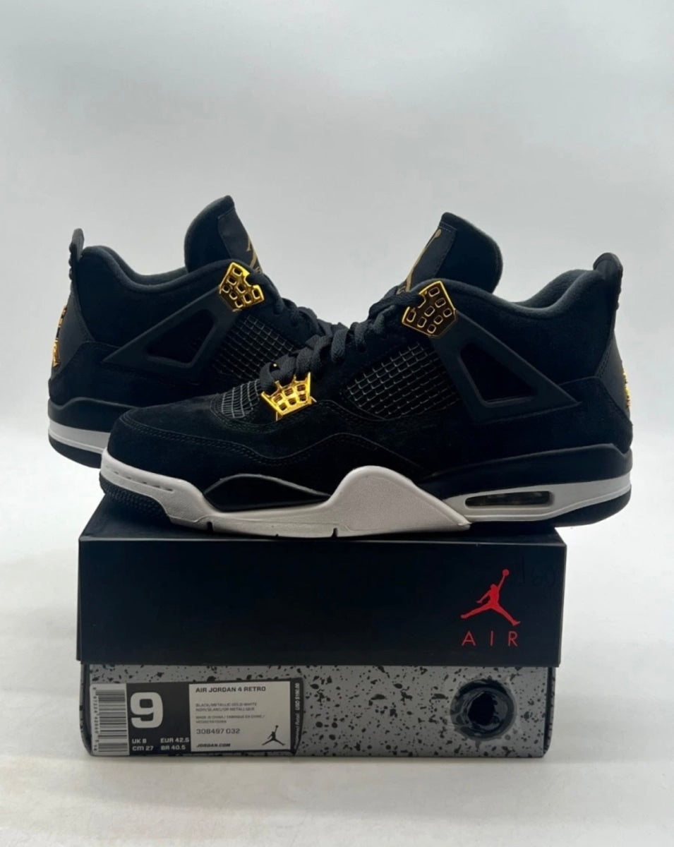 Jordan 4 Retro Royalty 9 (Lightly Worn Pre-Owned)JordanBlack/Metallic Gold-White - Image 1