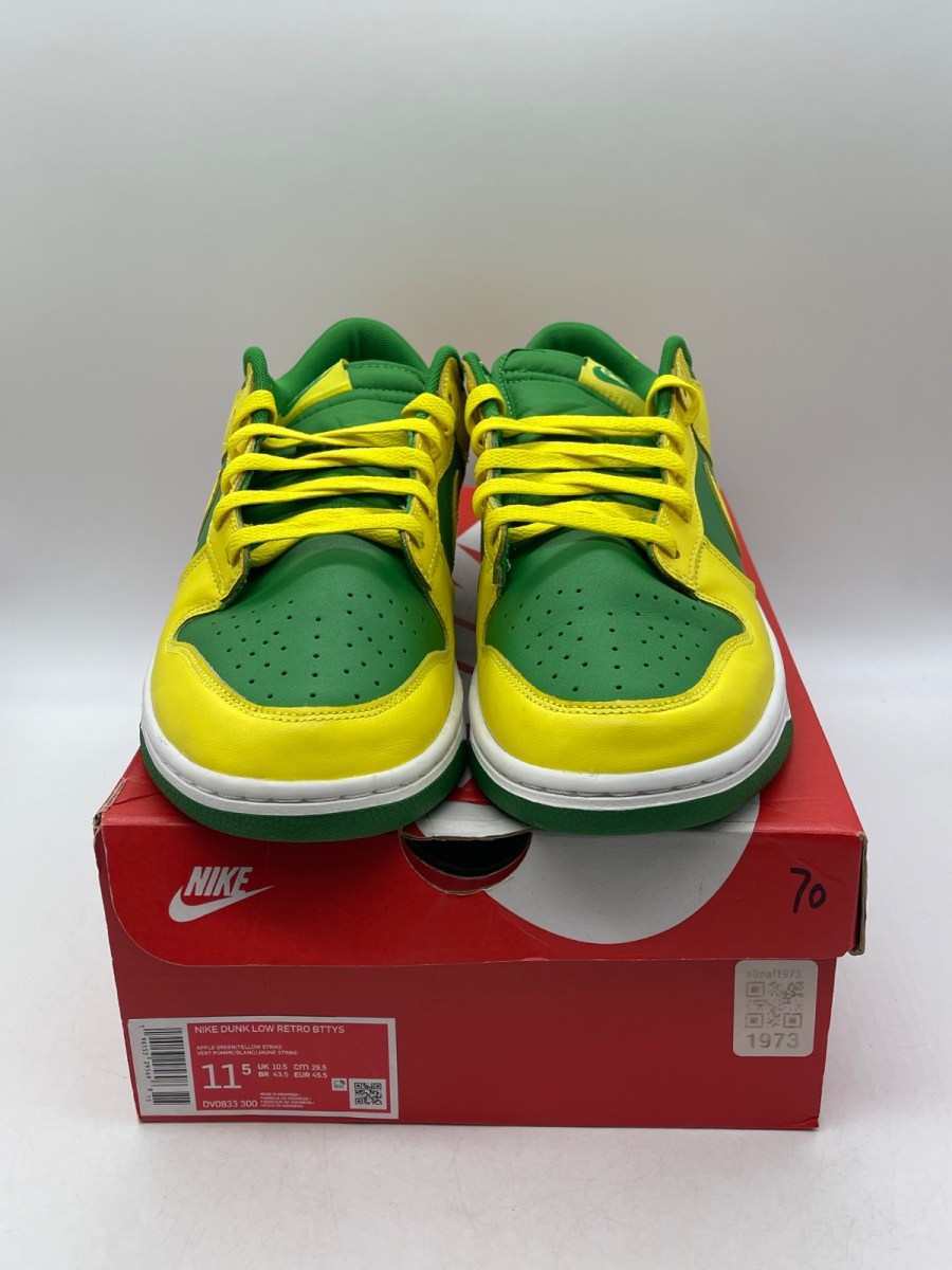 Nike Dunk Low Retro Reverse Brazil 11.5 (Moderately Worn Pre-Owned)NikeApple Green/Yellow Strike-White - Image 2